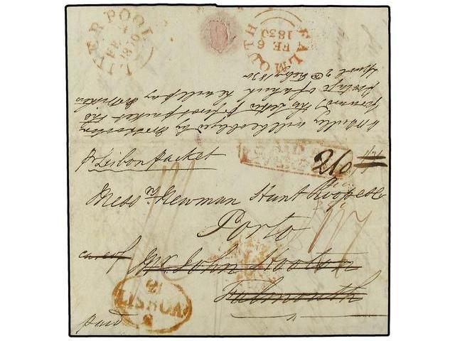 PORTUGAL. 1830. LIVERPOOL A OPORTO. Encaminada Desde Falmouth, Manuscrito Al Dorso ´Mr. Bulley Will Be Obliged By Mr. Ho - Autres & Non Classés