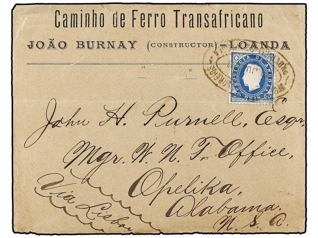 ANGOLA. 1889. CUNGA (Angola) A U.S.A. Sobre Del CAMINHO DE FERRO TRANSAFRICANO Con El Texto Interior, Circulado Con Sell - Autres & Non Classés