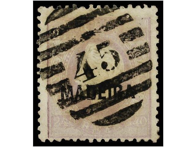 ° PORTUGAL: MADEIRA. Af.24. 240 Reis Lila, Papel Liso, Dent. 12 1/2 Mat. Numeral 45 De FUNCHAL. MAGNÍFICO Y MUY RARO. Ce - Andere & Zonder Classificatie