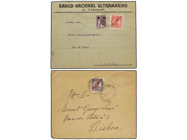 PORTUGAL: ST THOMAS & PRINCE. 1915. Dos Cartas Con Franqueos De 20 Reis + 4 Ctvos Y 25 Reis Circuladas A LISBOA. - Autres & Non Classés