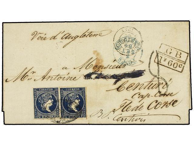 COLONIAS ESPAÑOLAS: PUERTO RICO. Ed.Ant. 7Aa. 1864. PONCE A CENTURI (Isla De Corcega), 1/2 Real Azul Muy Oscuro (cobalto - Autres & Non Classés
