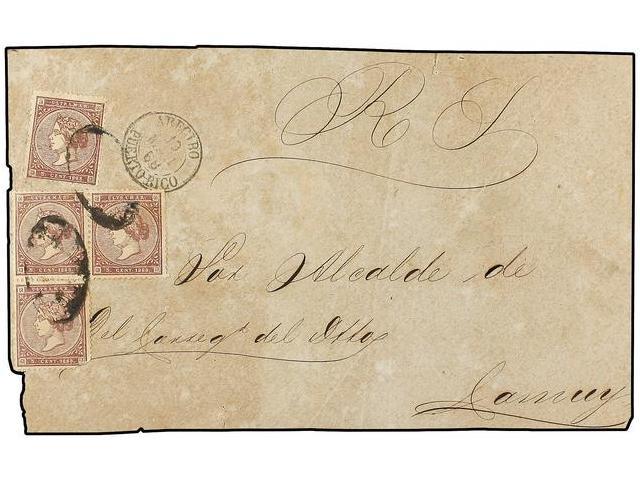 PUERTO RICO. 1868. ARECIBO A CAMUY. Frente De Plica Judicial Circulado Con Sello De 5 Cent. Castaño Lila (4). Raro Sello - Other & Unclassified