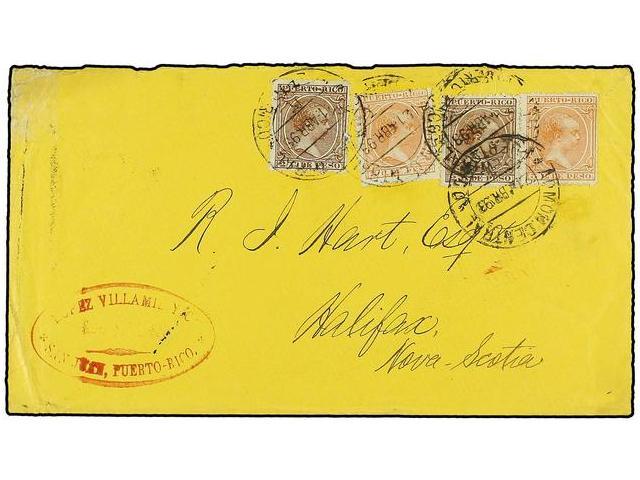 PUERTO RICO. Ed.93(2), 94(2). 1893. S. JUAN A HALIFAX (Nova Scotia). 2 Cts. Castaño Rojo (2) Y 3 Cts. Naranja (2). Magní - Autres & Non Classés