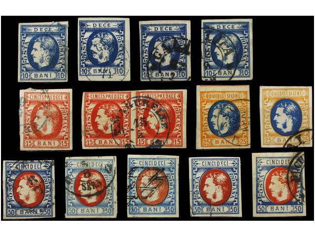 ° RUMANIA. Mi.22/25. 1869. Lot Of Used Stamps, Diverse Shades. FINE. Michel.+680&euro;. - Autres & Non Classés