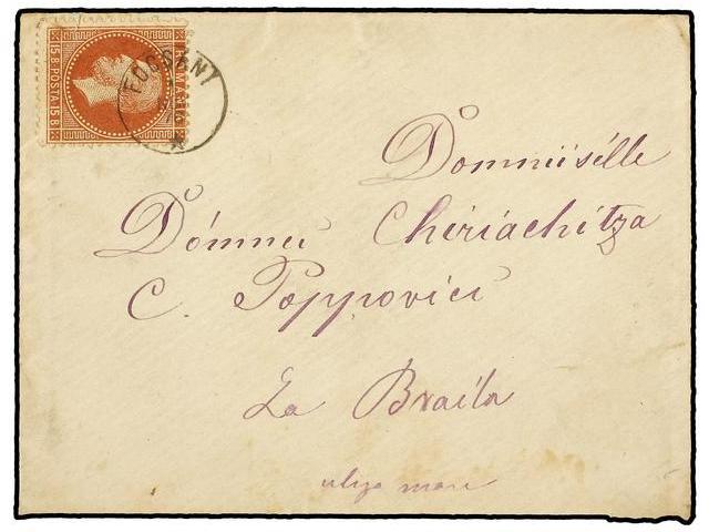 RUMANIA. Mi.40. 1876. Envelope To BRAILA. 15 Bani Redbrown FOCSANY Small Cds. Very Fine. - Autres & Non Classés