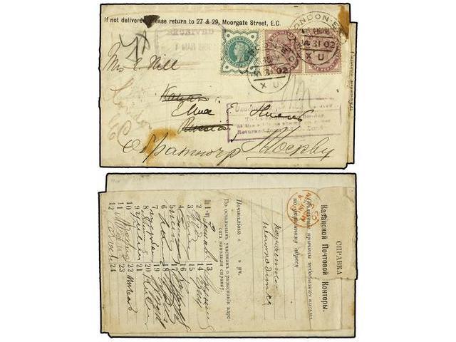 RUSIA. 1902. LONDON (Great Britain) To RUSSIA. Sent Registered With British 1/2 P. And 1 P. (2) Stamps. Returned To Lond - Autres & Non Classés