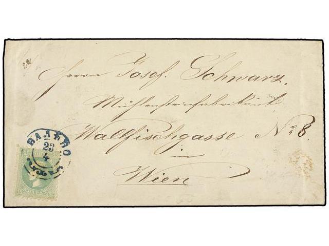 SERBIA. Yv.22. 1872. Envelope To WIEN (Austria) With 35 Pa. Green Perf. 9 1/2x12 1/2. Arrival Cds. On Back. - Autres & Non Classés