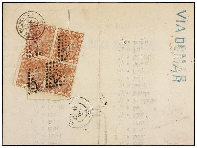 ESPAÑA. Ed.162 (4). 1875. BARCELONA A FRANCIA (probablemente A LE PERTHUS). Impreso Circulado Por Correo Marítimo Hasta - Autres & Non Classés