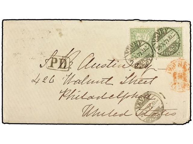 SUIZA. 1871. Cover (with Original Contents) Bearing 1867-78 25 C. Green Pair Cancelled By The VEVEY Cds´s, With The BASE - Andere & Zonder Classificatie