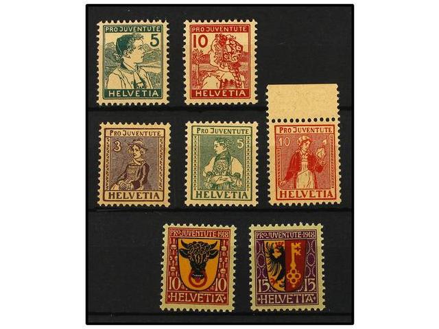 ** SUIZA. Yv.149/50, 154/56, 168/69. 1915-18. PRO JUVENTUTE. Complete Sets, Never Hinged. Yvert.259&euro;. - Andere & Zonder Classificatie