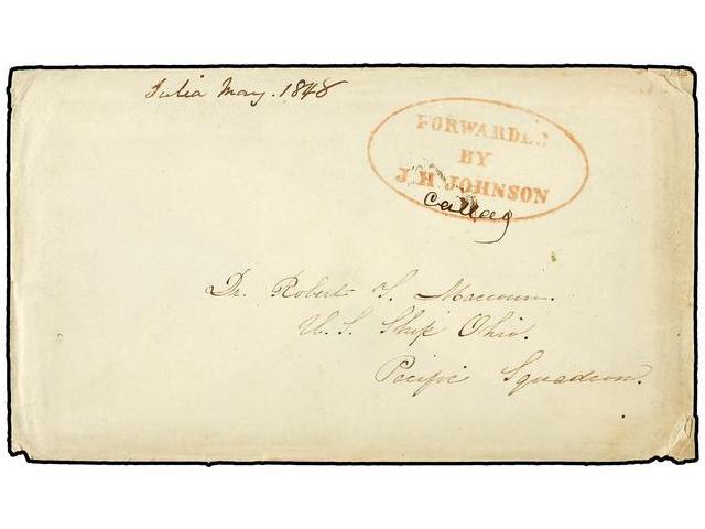 ESTADOS UNIDOS. 1848 (6 Mayo). LAWRENCEVILLE (Georgia, USA) To US Ship ´Ohio´ Pacific Scuadron In Callao. Envelope With - Autres & Non Classés