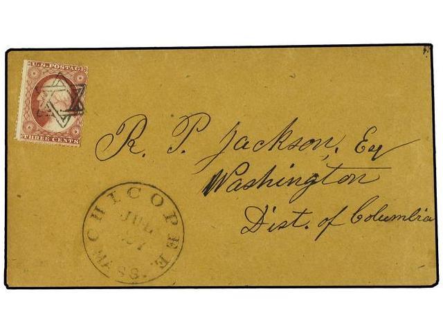 ESTADOS UNIDOS. (1857-63 CA.)(July 27). Cover To Washington DC Franked By 1857 3c. Tied By Fine Strike Of Six Pointed St - Autres & Non Classés