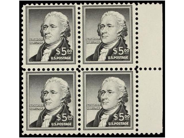 ** ESTADOS UNIDOS. Sc.1053. 1956. 5 Dollars Black, Block Of Four, Never Hinged. Scott.400$. - Autres & Non Classés