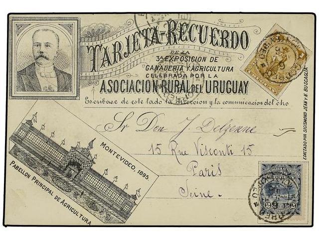 URUGUAY. Sc.108, 110. 1896. Delightful Illustrated Advertising Card For The ´Asociacion Rural De Uruguay´ Franked By 189 - Autres & Non Classés