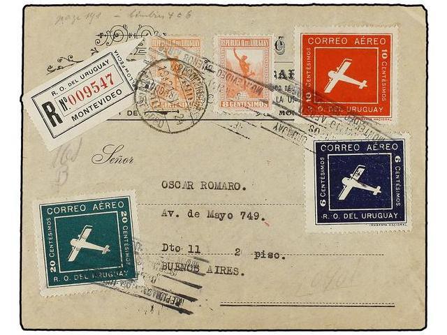 URUGUAY. 1921 (21-II). MONTEVIDEO A BUENOS AIRES. Circulada Por Correo Aéreo, Al Dorso Llegada. - Autres & Non Classés