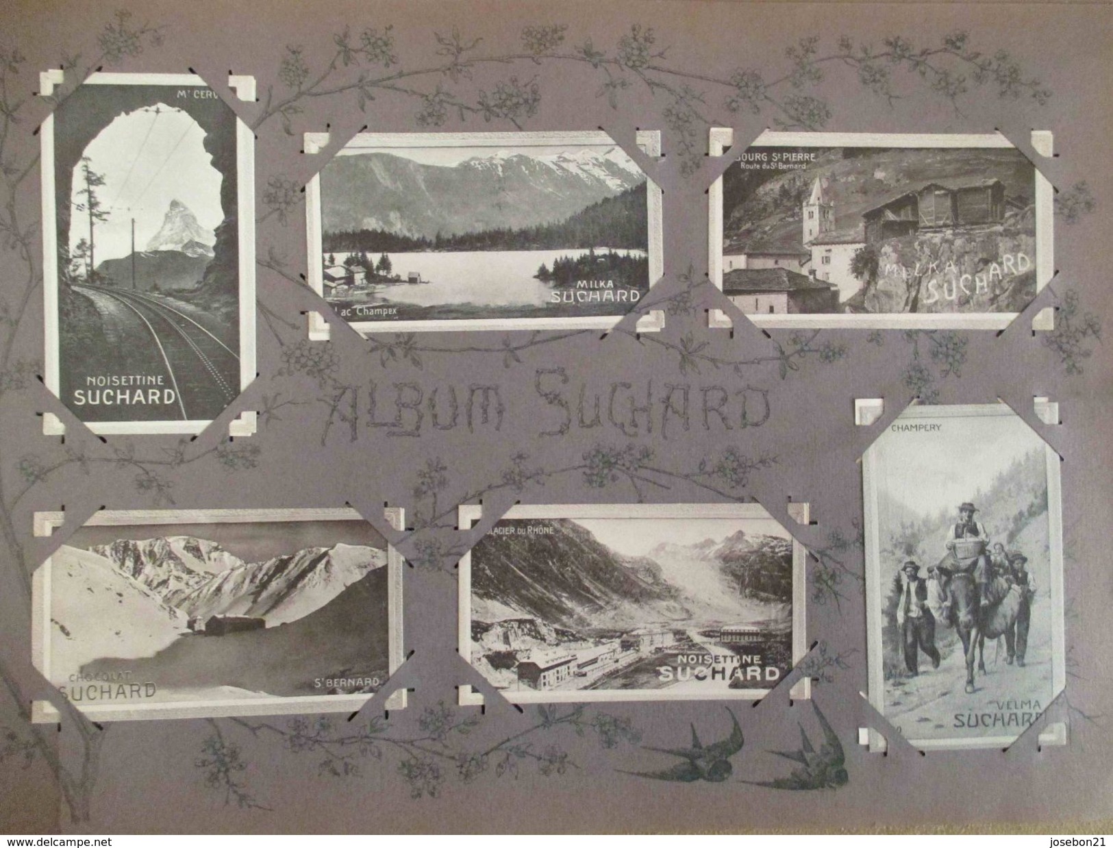 Ancien album suchard vignette photo sur la Suisse pitoresque, art nouveau 1903