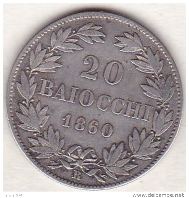 20 Baiocchi 1860 An. XV, Zecca Di Roma, Pie IX / Pio IX. Argent - Vatican