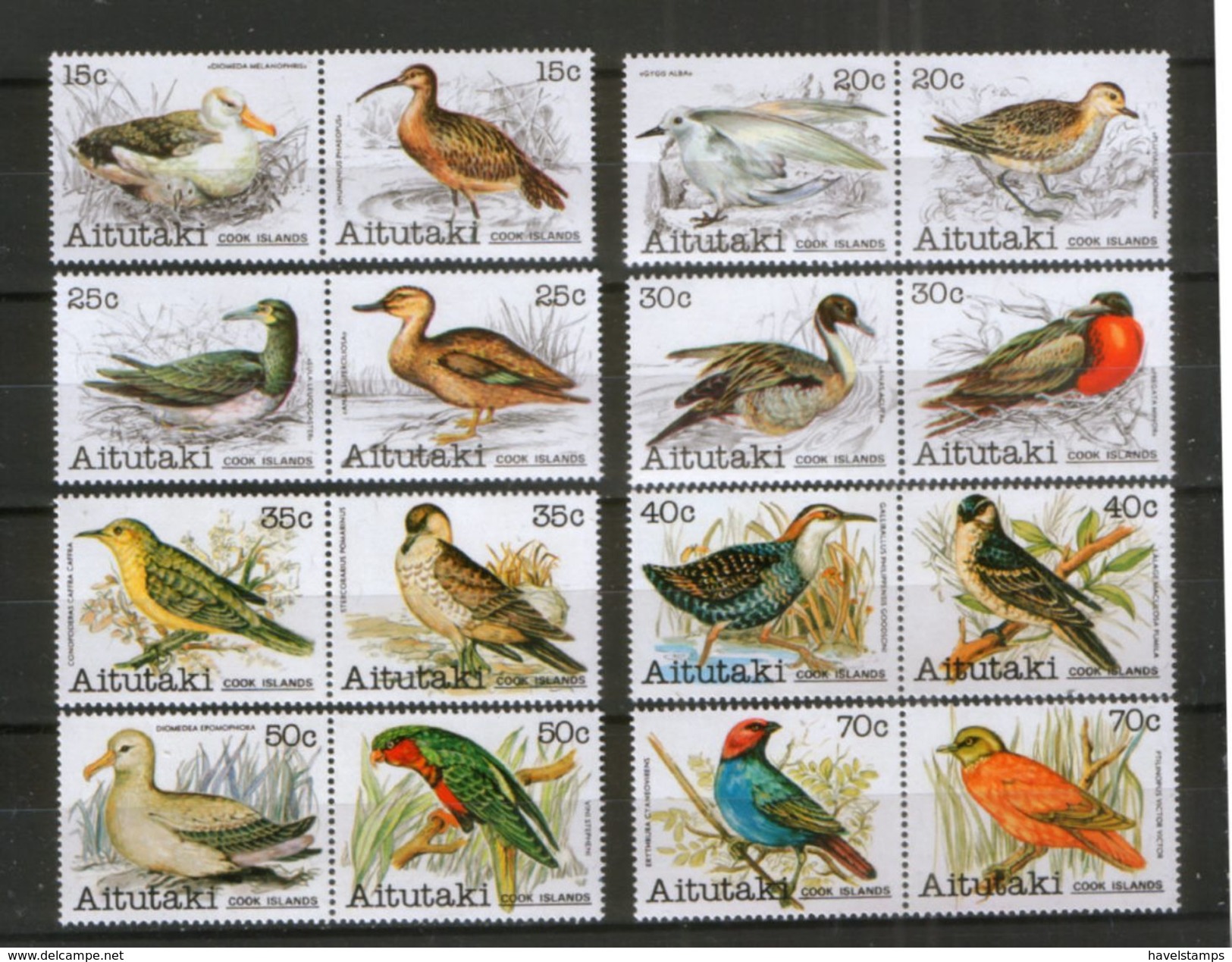 Aitutaki  386-401 ** Vögel Birds - Sonstige & Ohne Zuordnung