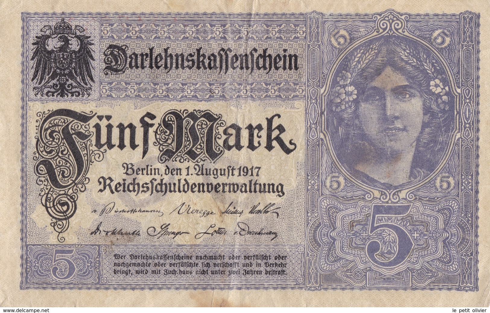 ALLEMAGNE BILLET DE 5 MARK 1917  ALPHABET / U - 5 Mark