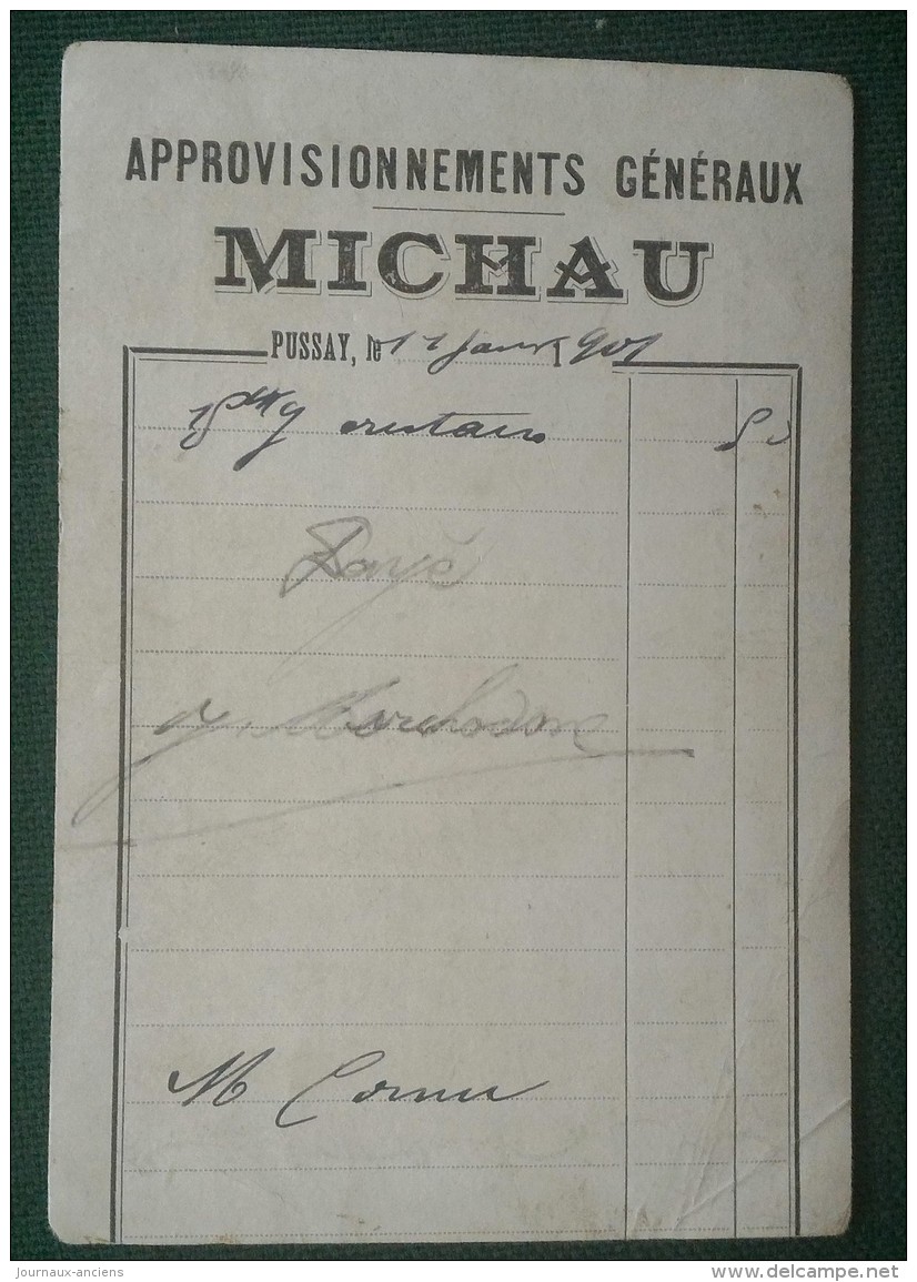 PUSSAY (SEINE ET OISE ) - MICHAU - APPROVISIONNEMENT GENERAUX - COTE D'IVOIRE -  11 X 7,5 Cm - Autres & Non Classés