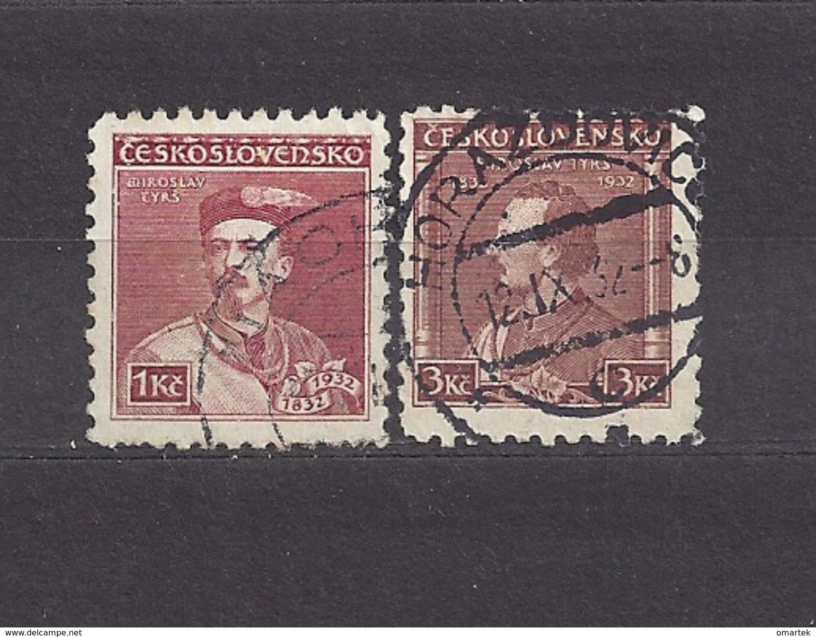 Czechoslovakia TCHECOSLOVAQUIE Tschechoslowakei 1932 Gest Mi 315, 317 Sc 188, 190 Miroslav Tyrs. Sokol. C2 - Usados