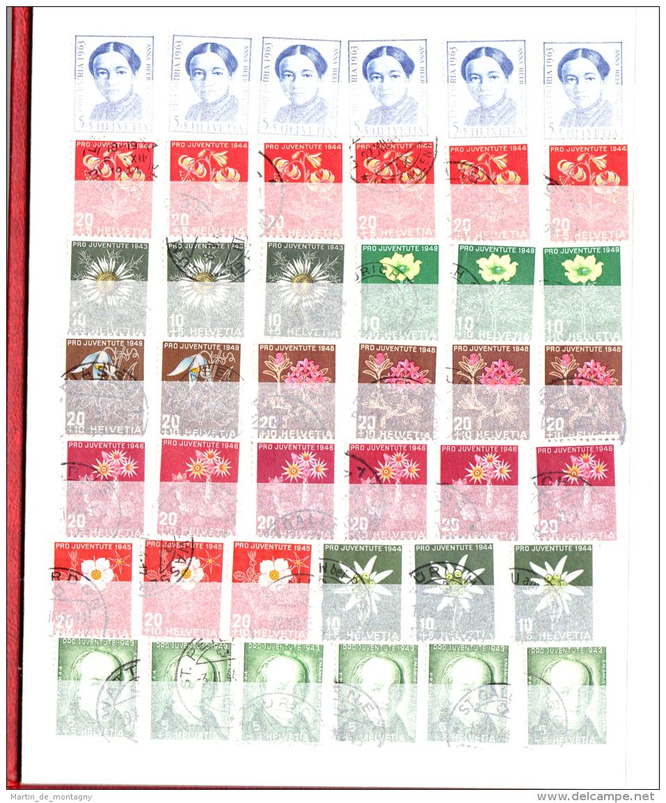 Album 23x18 cm avec plus de 300 timbres SUISSE, neuf **, oblitéré, selon scan, Lot 48769