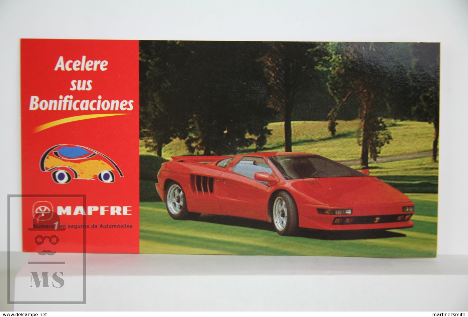 Spanish Mapfre Insurance Advertising Postcard - Red Sport Classic Car Lamborghini Diablo - Toerisme