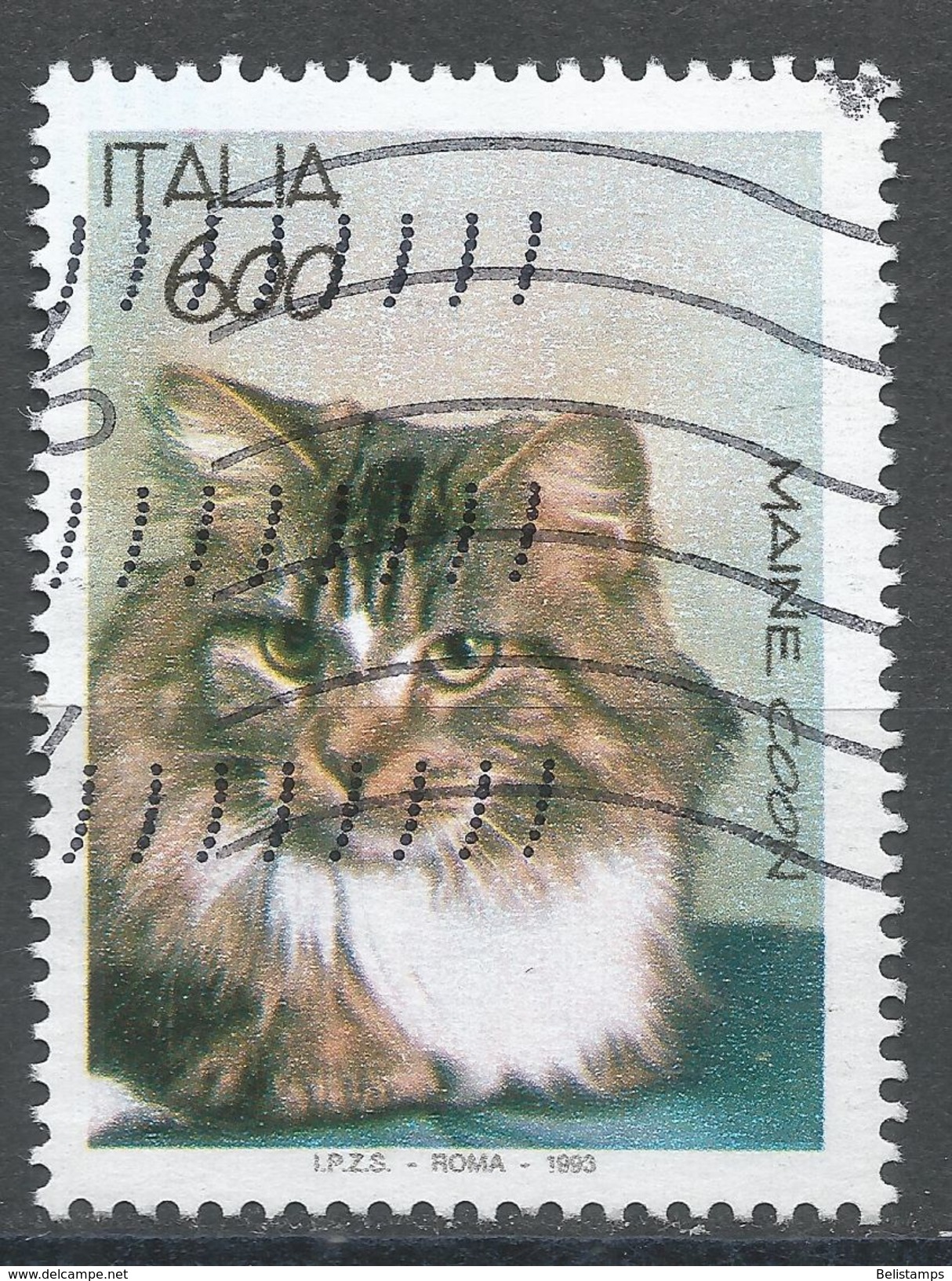 Italy 1993. Scott #1925 (U) Cat, Maine Coon - 1991-00: Oblitérés