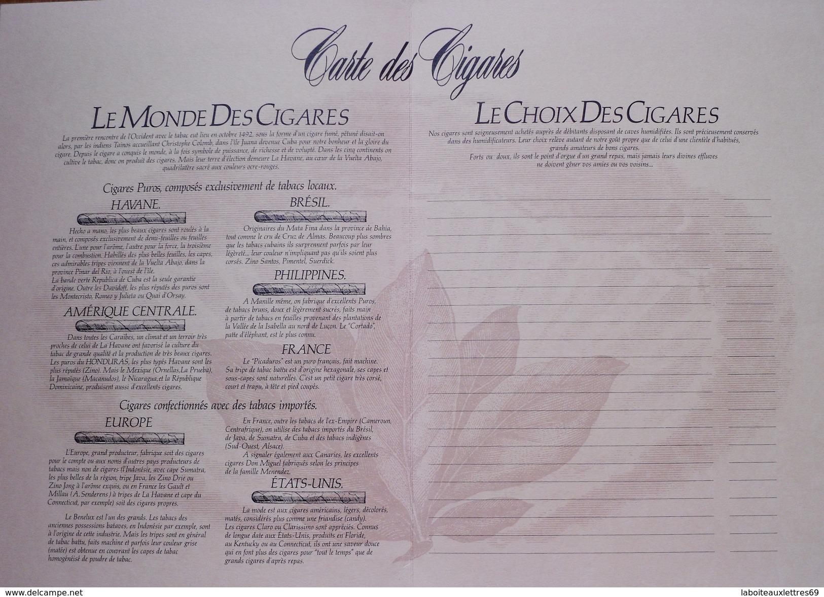 3 CARTES DES CIGARES DAVIDOFF+DIPLOME ACADEMIE DU CIGARE-R. ROUCOU-RESTAURANT - Documents