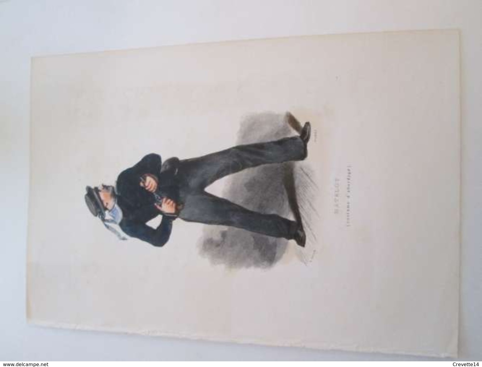 Gravure Fin 19e Siècle Représentant Un MATELOT EN COSTUME D'ABORDAGE De La Marine Française, Peut être D'époque Napoleon - Bateaux