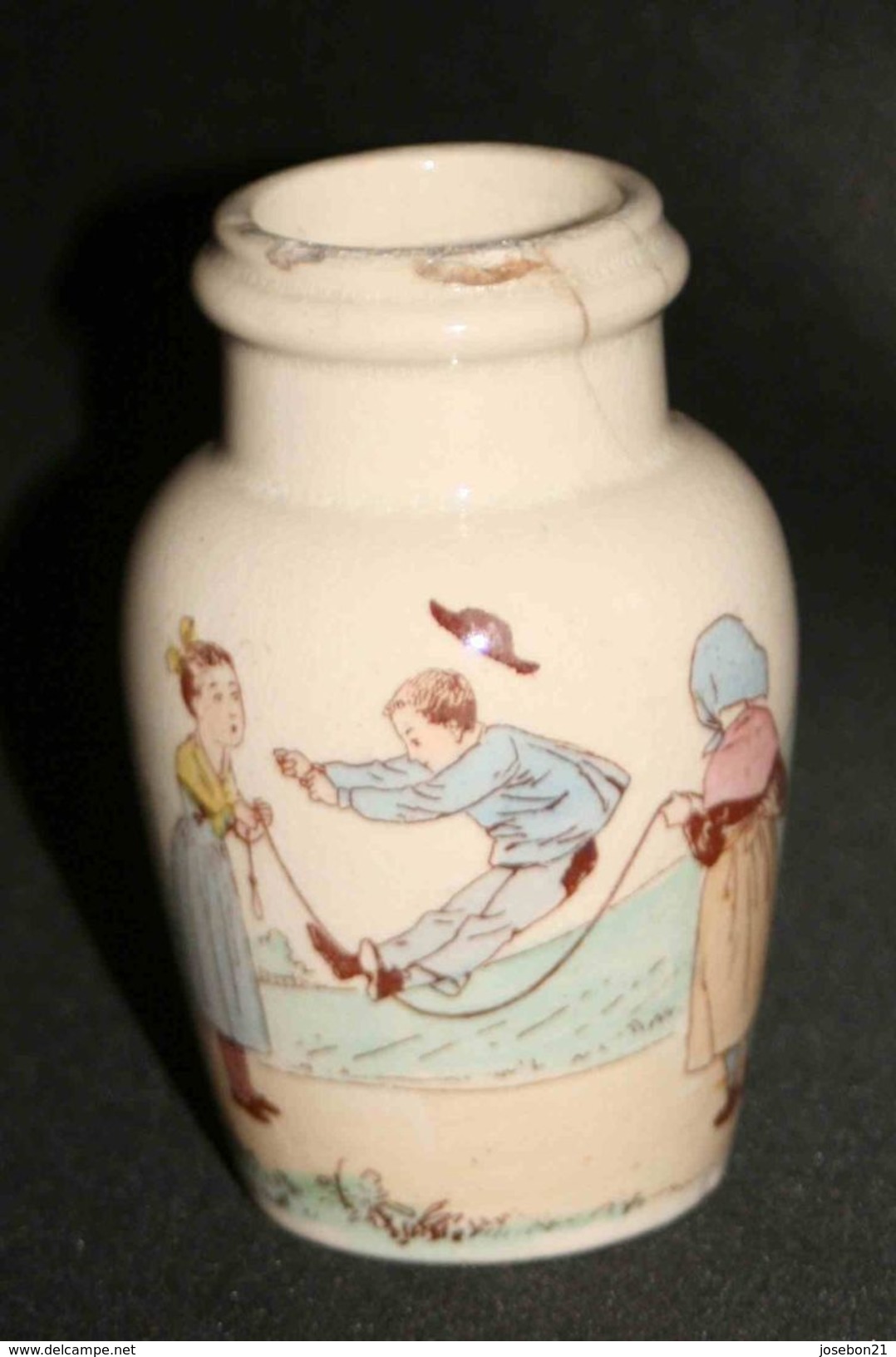 Ancien Pot à Moutarde Porcelaine Peinte De Lunéville Signé K.A.G. Fin XIX ème - Lunéville (FRA)