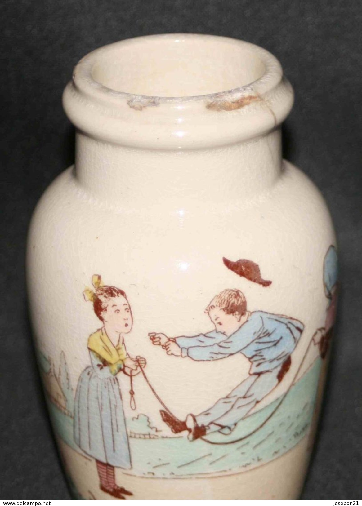 Ancien Pot à Moutarde Porcelaine Peinte De Lunéville Signé K.A.G. Fin XIX ème - Lunéville (FRA)