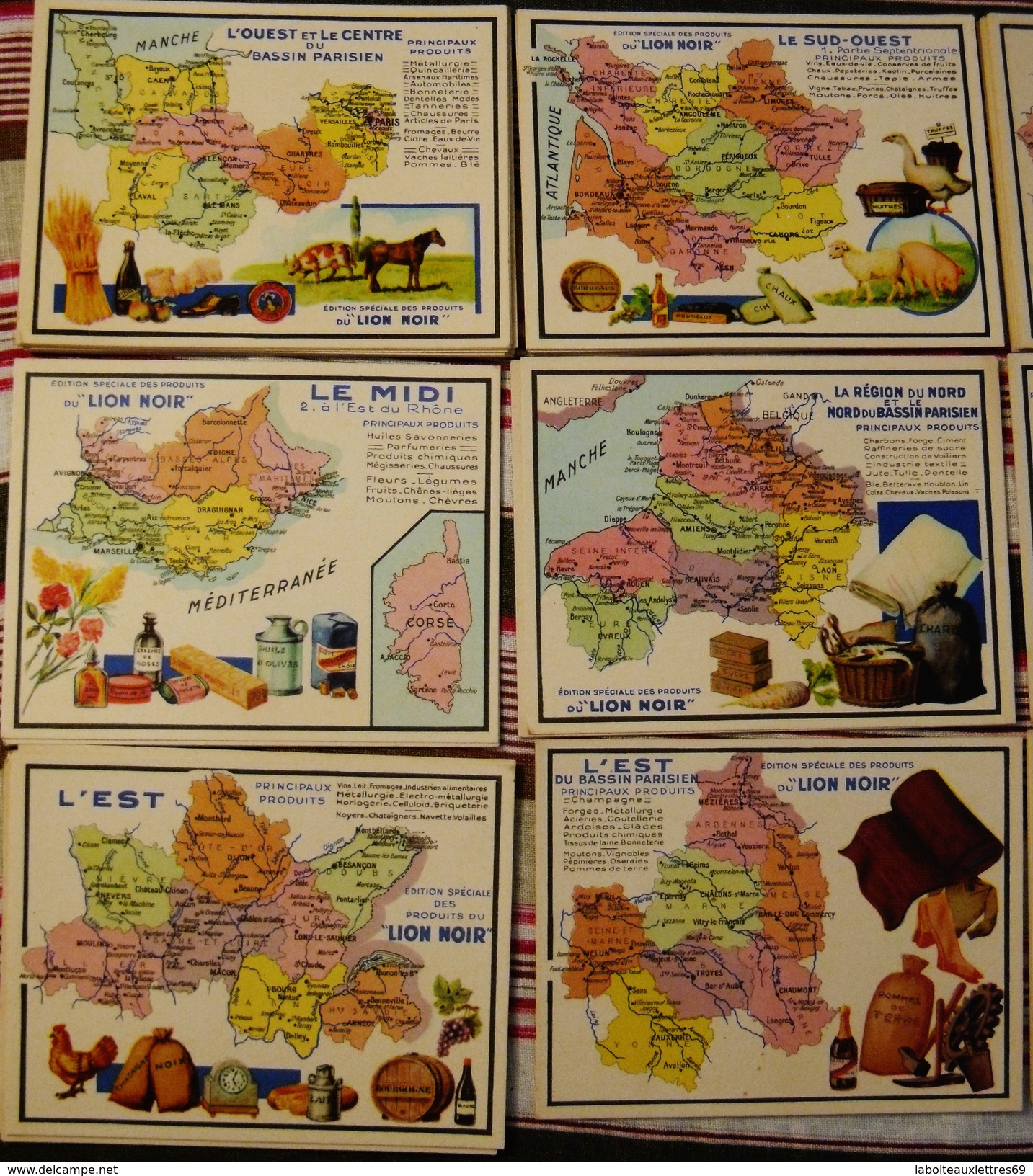 LOT 66 IMAGES FORMAT CARTE POSTALE PUB. PRODUITS DU LION NOIR -REGIONS DE FRANCE - Other & Unclassified