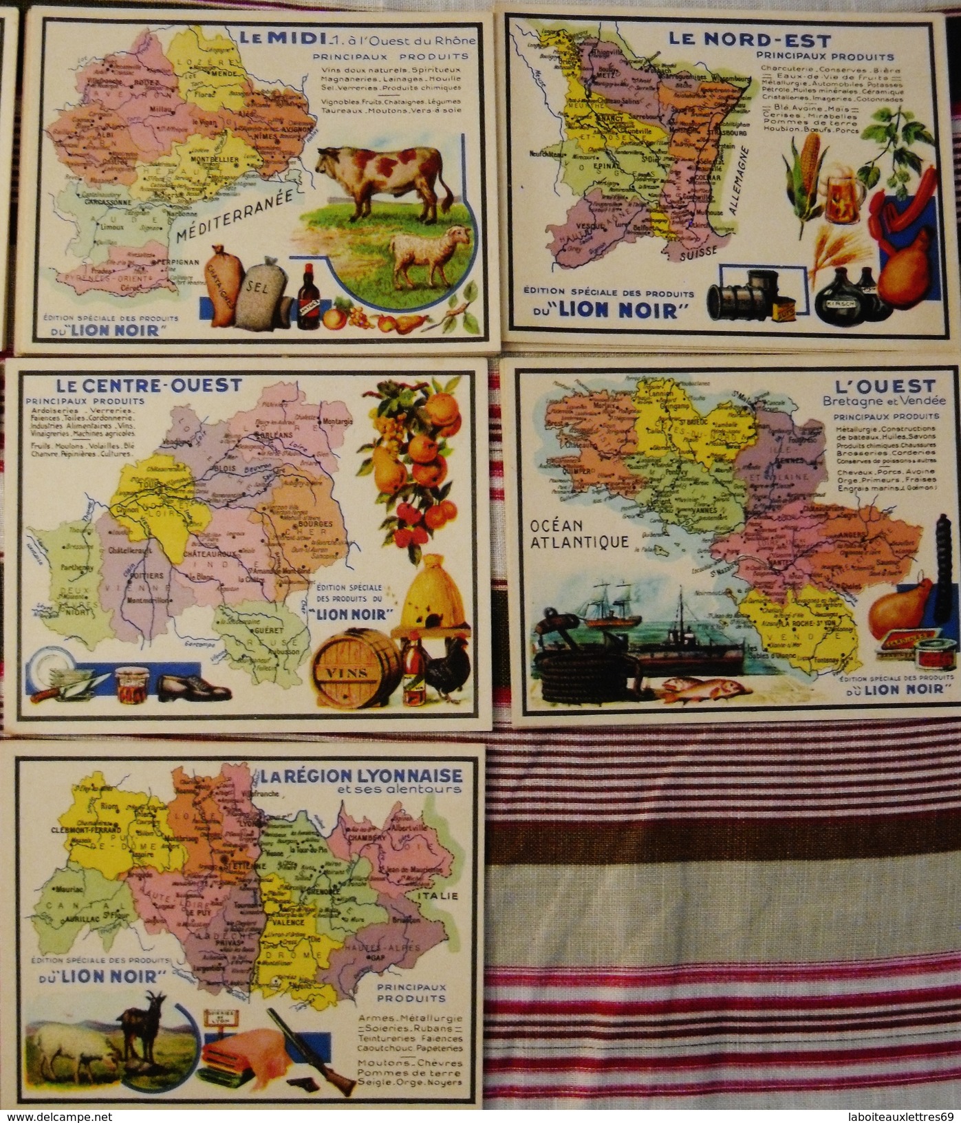 LOT 66 IMAGES FORMAT CARTE POSTALE PUB. PRODUITS DU LION NOIR -REGIONS DE FRANCE - Other & Unclassified