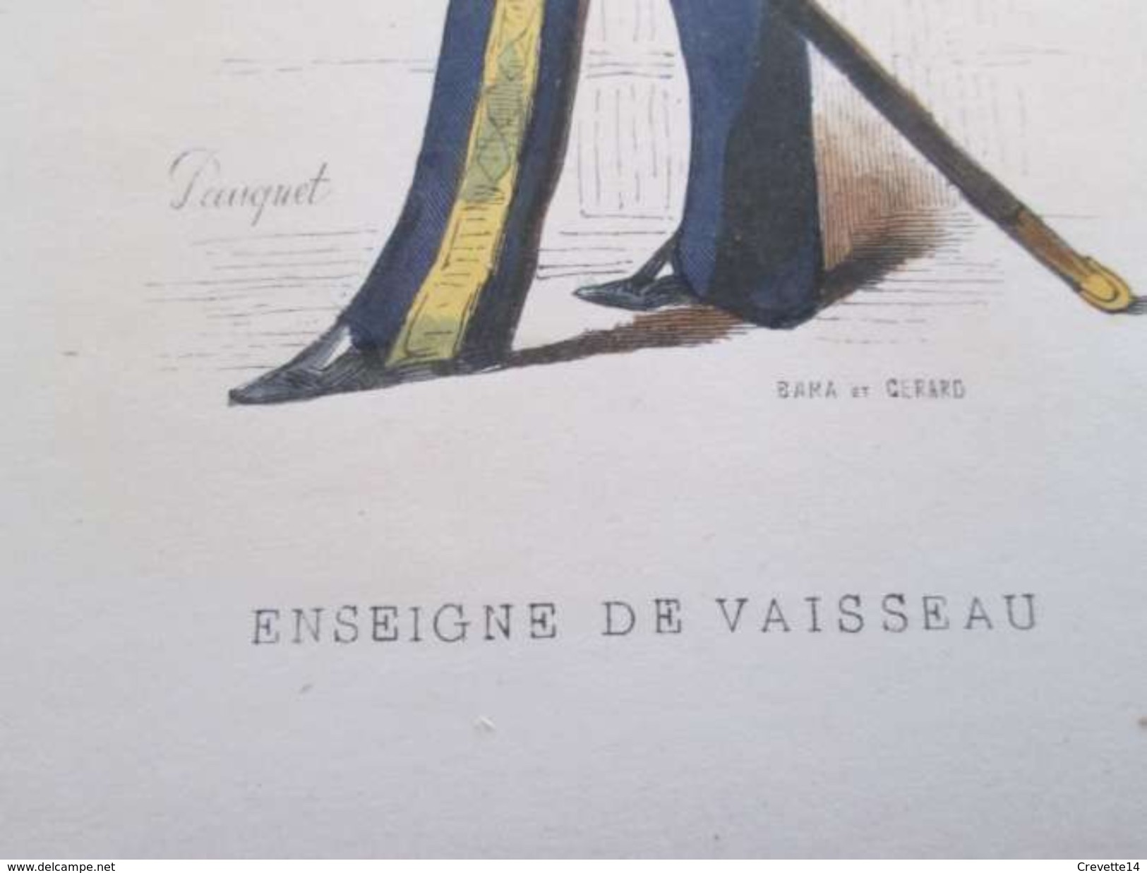 Gravure Fin 19e Siècle Représentant Un ENSEIGNE DE VAISSEAU De La Marine Française, Peut être D'époque Napoleon III , Si - Boats