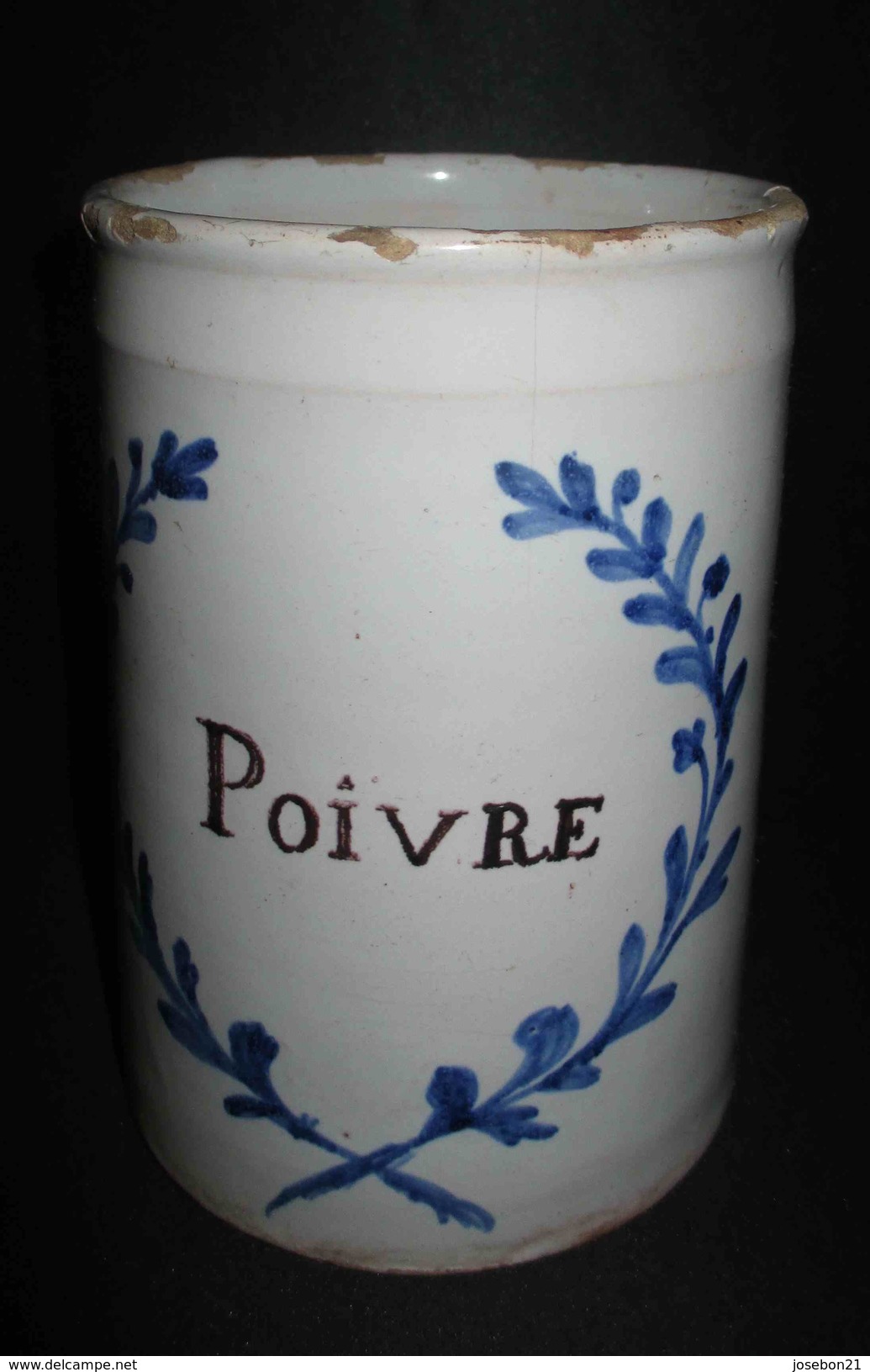 Ancien Pot Bocal à Poivre Faïence Nevers? XVIII ème - Nevers (FRA)