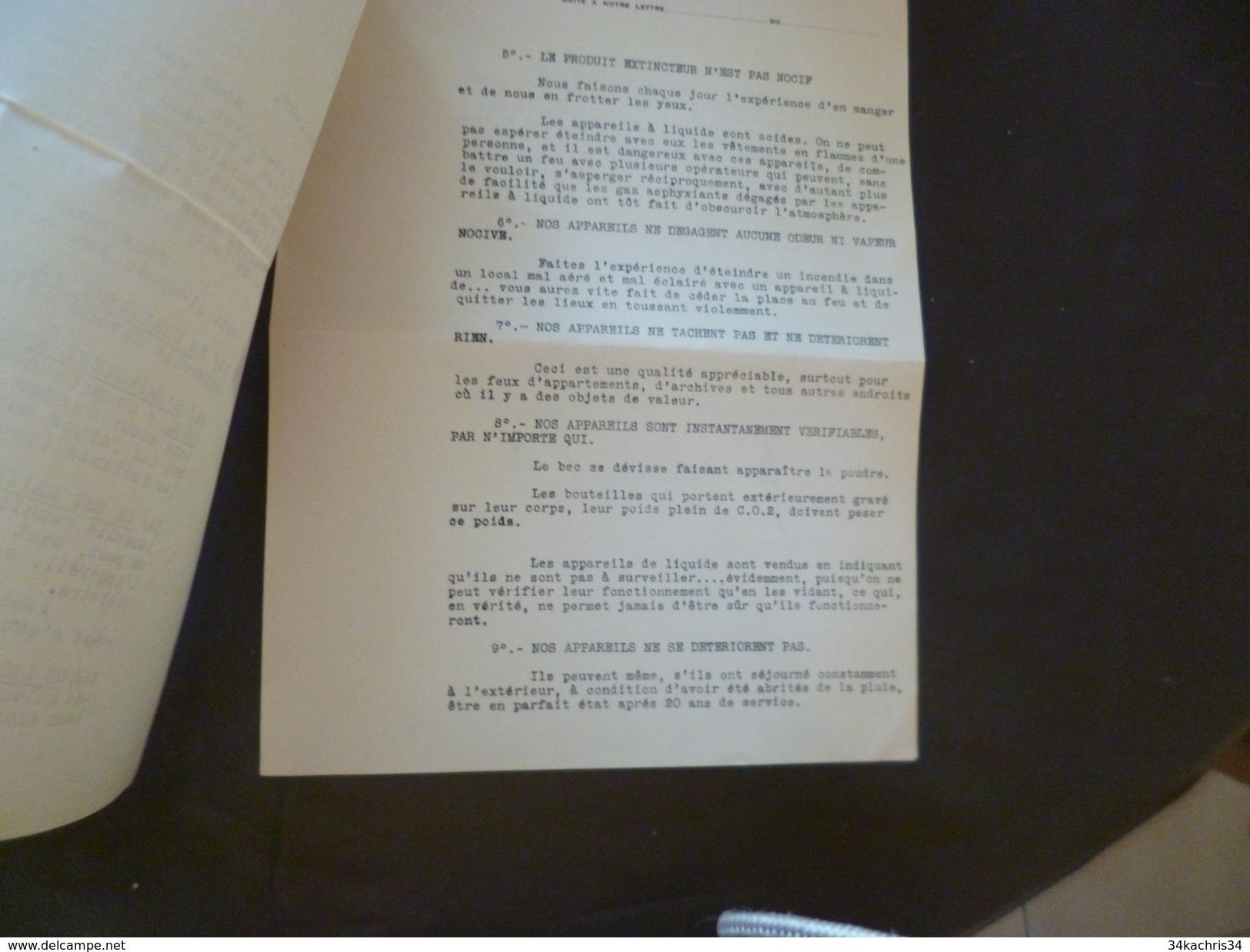 Facture Saint Denis 1933 Sacogest Extincteurs Illustrée Vignette Casque Pompier - Other & Unclassified