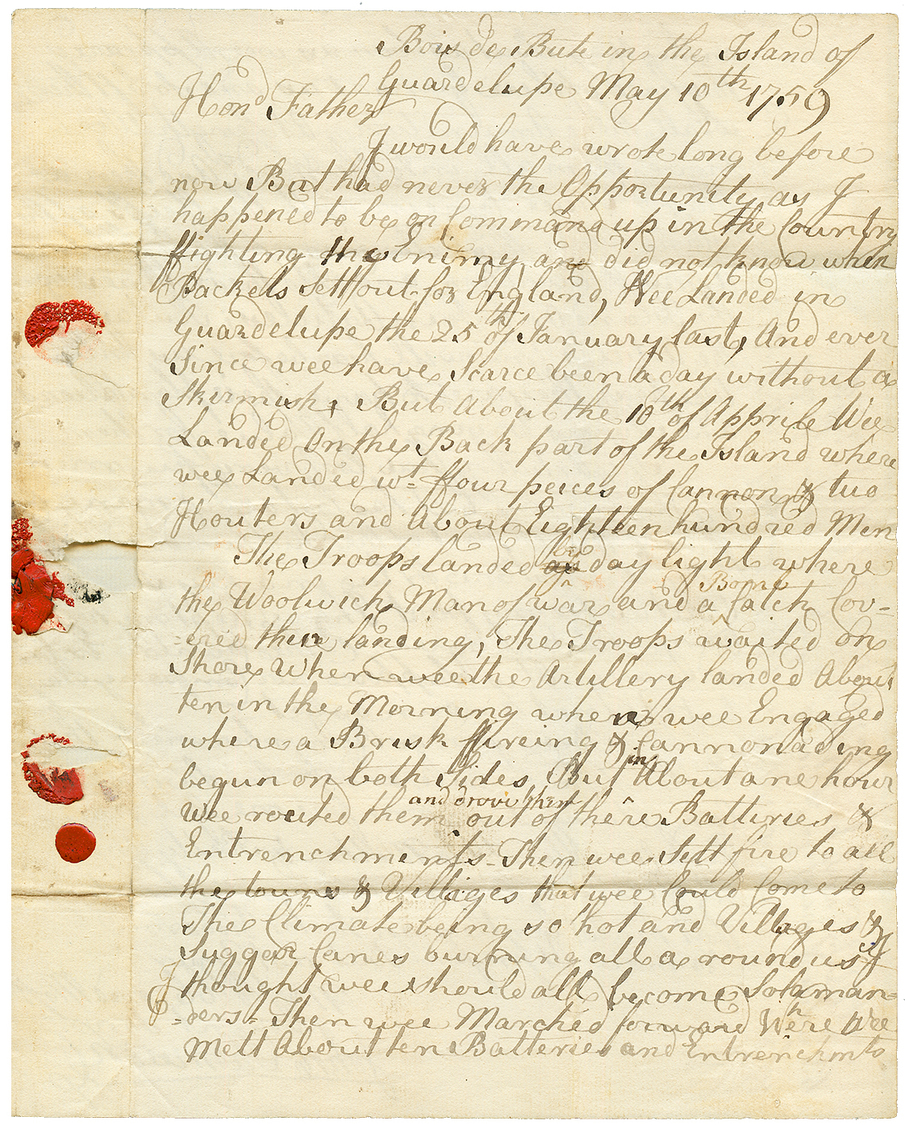 1ère OCCUPATION ANGLAISE (1759-1763) : 1759 Lettre Avec Texte Daté "BOIS DES BUTE In The ISLAND Of GUADELUPE" Pour GLASG - Altri - America