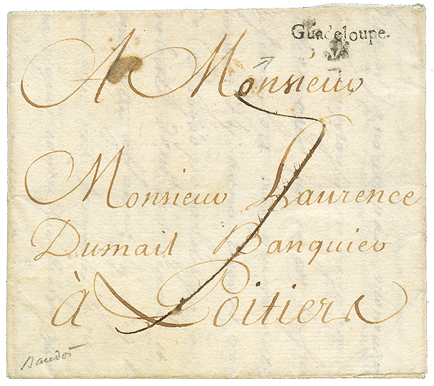 1783 Petit Cachet Guadeloupe (Lenain N°2) Sur Lettre Avec Texte De BASSE-TERRE Pour POITIERS. Quelques Lettres Connues. - Altri - America