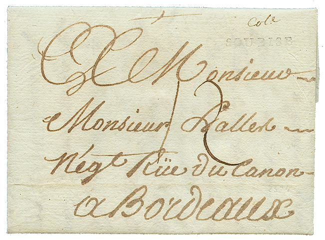 1785 "COL" Manuscrit + SOUBISE Sur Lettre Avec Texte De POINTE A PITRE Pour BORDEAUX. RARE. TB. - Altri - America