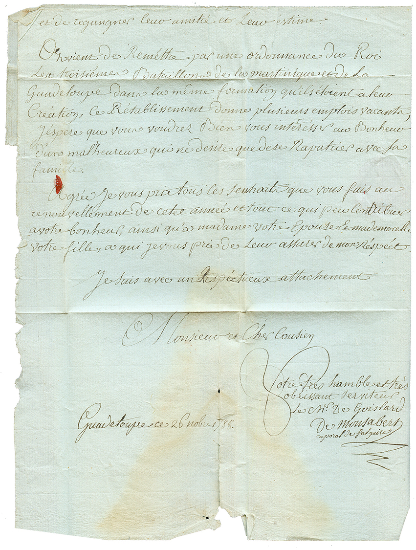 1788 COLONIES PAR L'ISLE DE RHE Orné + Cachet Rare LA GUADELOUPE (Jamet N°3) Sur Lettre(pd) Avec Texte Daté "GUADELOUPE" - Altri - America