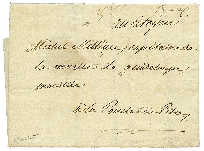BASSE TERRE :  1793 "B-T" Manuscrit (Jamet N°3 = Indice 7)+ "15c" Manuscrit Sur Lettre Avec Texte Pour POINTE-A-PITRE. R - Altri - America