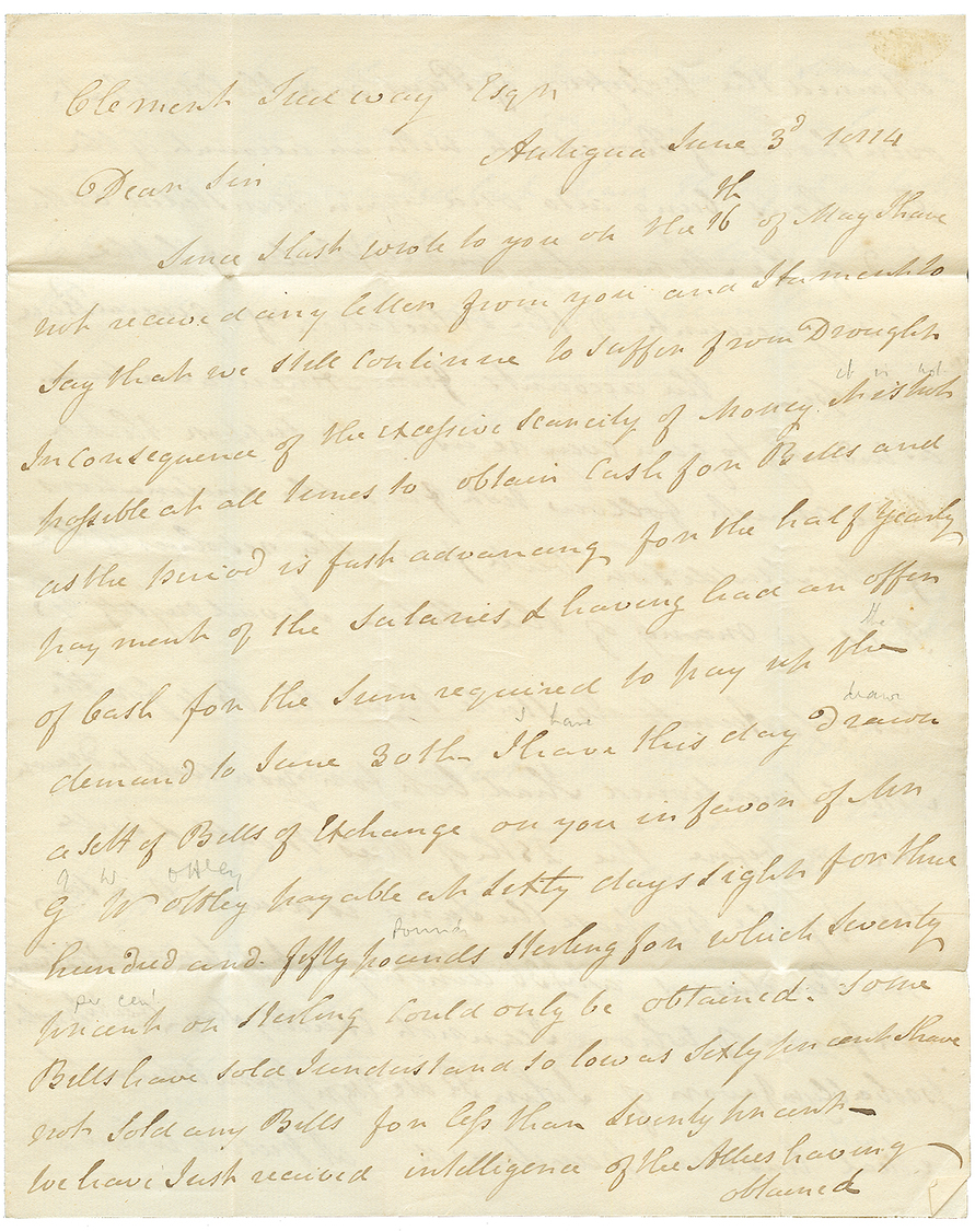 3ème OCCUPATION ANGLAISE - Origine ANTIGUA  : 1814 Cachet Rare GUADELOUPE (Lenain N°5) Utilisé Pendant L'occupation Angl - Altri - America