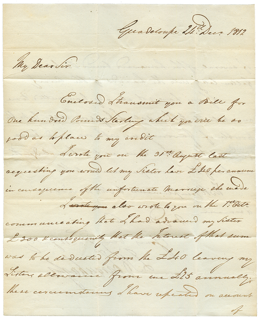 3ème Occupation Anglaise : GUADELOUPE 1810 (Lenain N°4) Sur Lettre Avec Texte Daté "GUADELOUPE 24 December 1812" To ABER - Altri - America