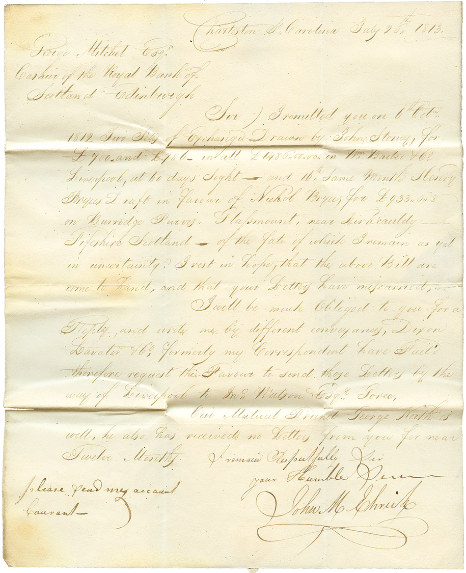 3éme Occupation Anglaise - Origine CHARLESTOWN(USA) : 1813 Cachet Rare GUADELOUPE (Lenain N°5) Au Verso D'une Lettre Ave - Altri - America