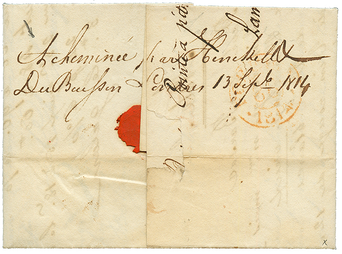 3ème Occupation Anglaise : 1814 (1er Janvier) ANGLETERRE + "ACHEMINEE DUBUISSON" Au Verso Sur Lettre De POINTE A PITRE P - Altri - America