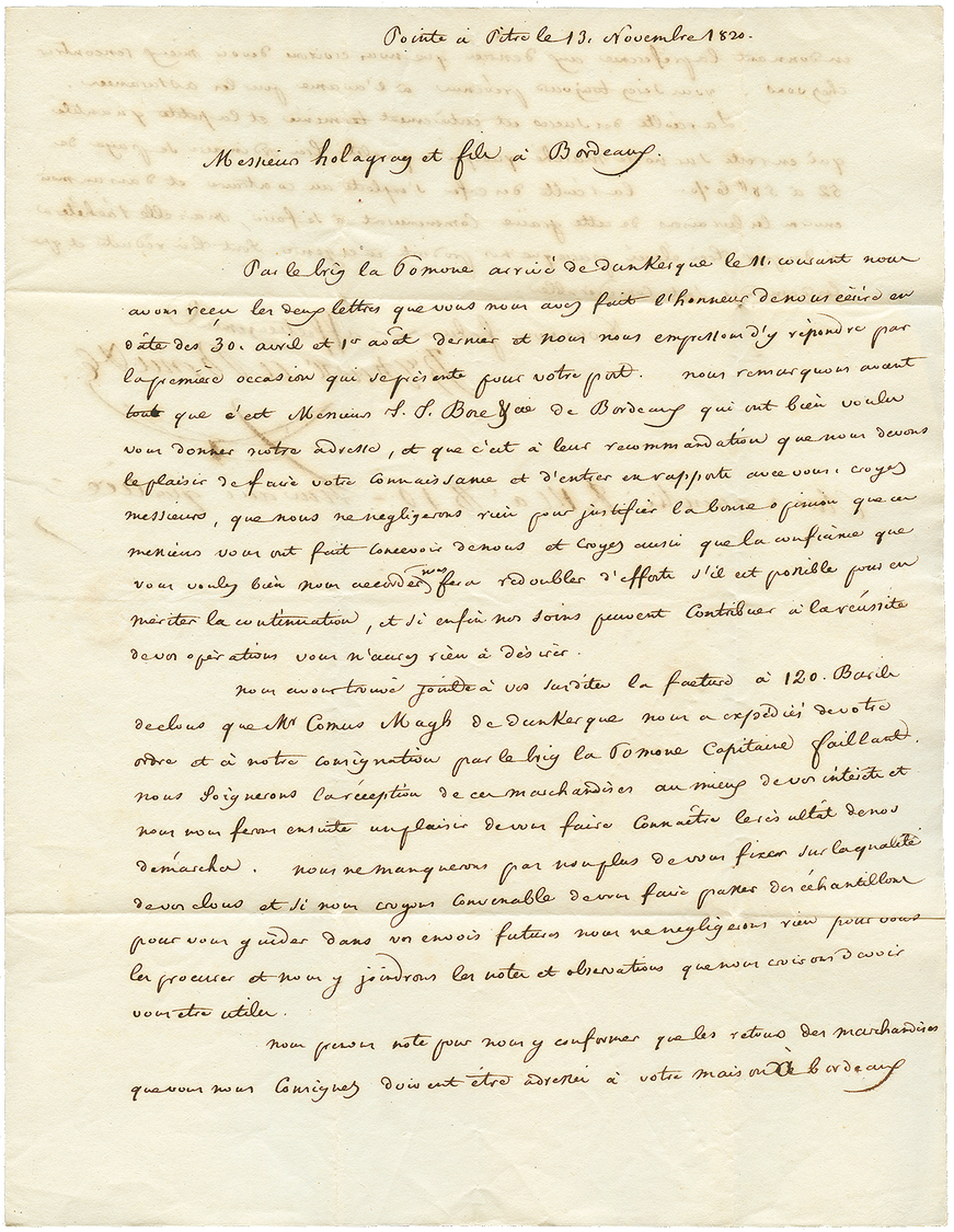 1820 COLONIES PAR ST MARTIN ISLE DE RE Sur Lettre Avec Texte De POINTE-A-PITRE Pour BORDEAUX. TB. - Altri - America