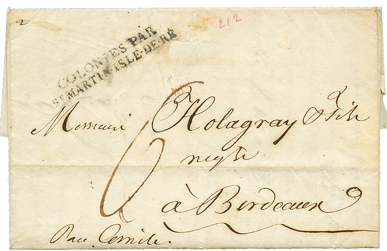 1820 COLONIES PAR ST MARTIN ISLE DE RE Sur Lettre Avec Texte De POINTE-A-PITRE Pour BORDEAUX. TB. - Altri - America