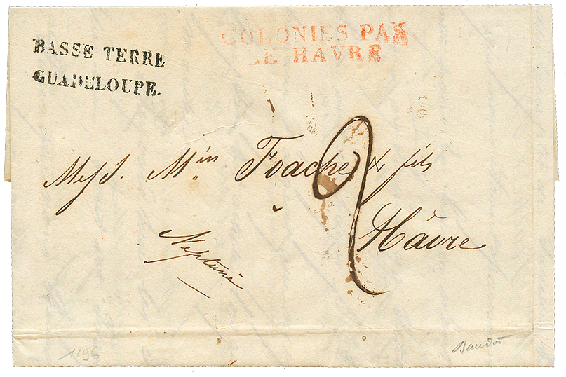 1827 BASSE TERRE GUADELOUPE + COLONIES PAR LE HAVRE Rouge Sur Lettre Pour LE HAVRE. TTB. - Altri - America