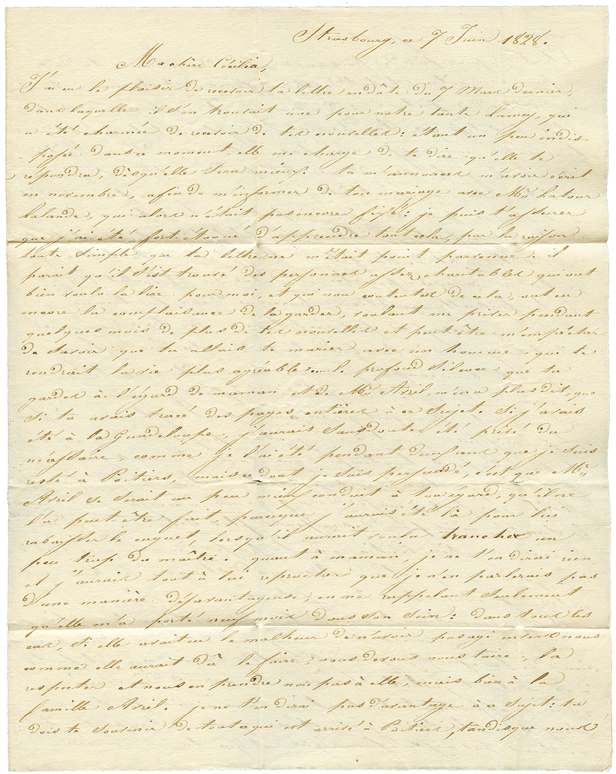 1828 Cachet POINTE-A-PITRE (Lenain N°8) Sur Lettre Avec Texte De STRASBOURG Pour MOULE(GUADELOUPE). Verso, "ACHEMINEE PA - Altri - America